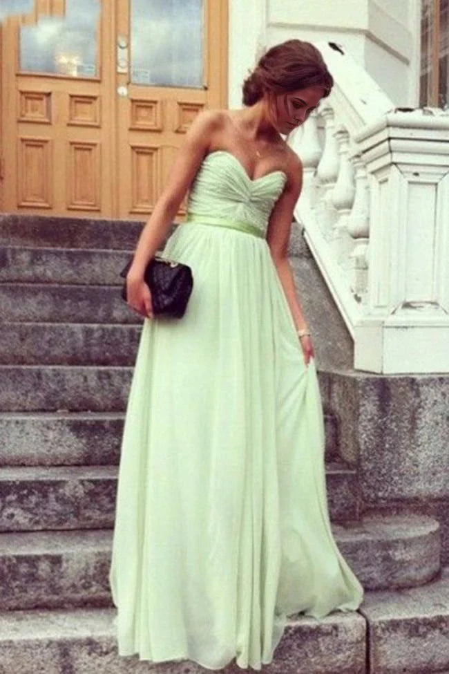 Vestidos de fiesta largos de gasa con escote en forma de A y escote corazón hasta el suelo para noche
